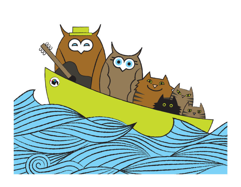 Owls and Pussy cats in Pea Green Boat